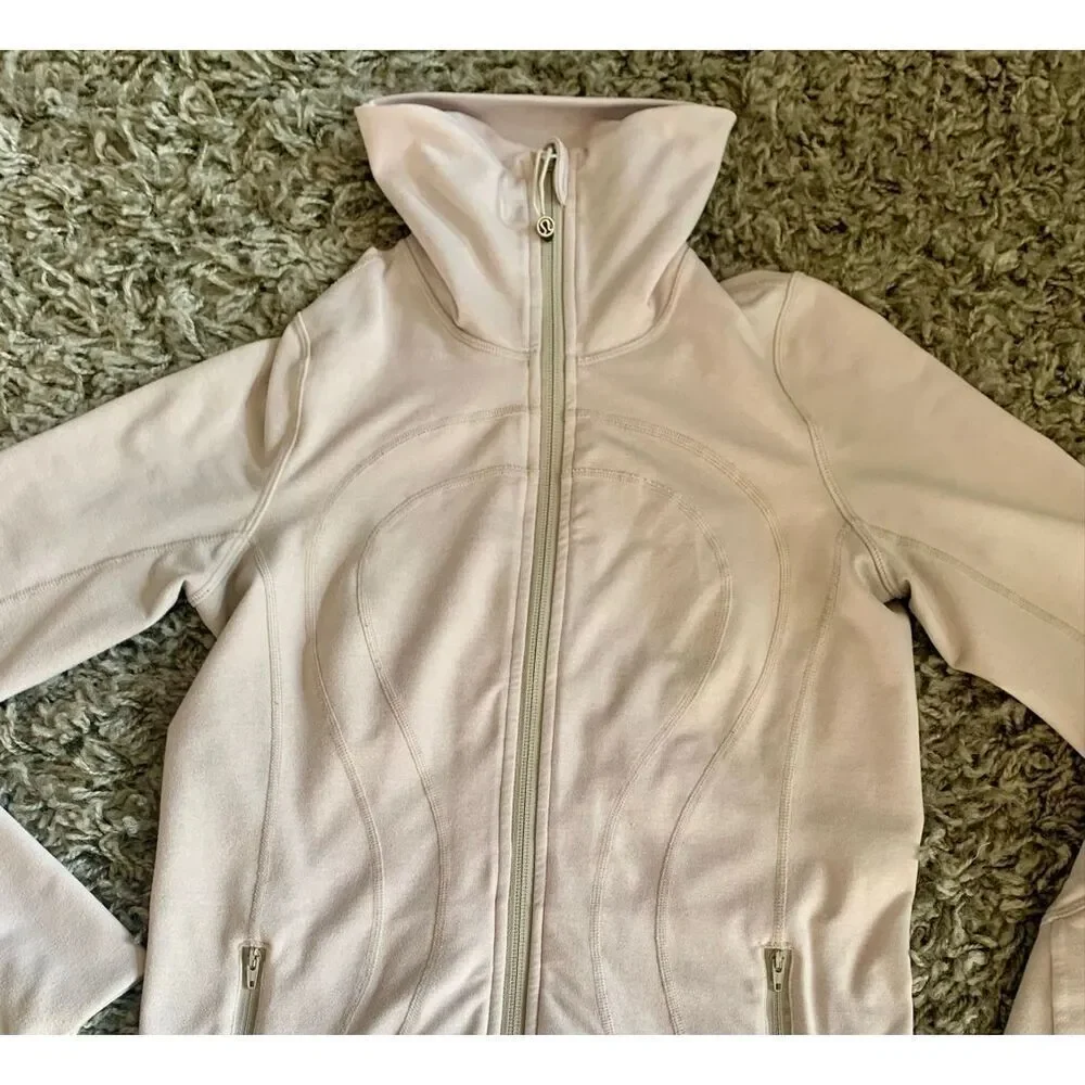 Lululemon In Stride Heathered Dune gray Sweatshirt TRACK JACKET sz 4